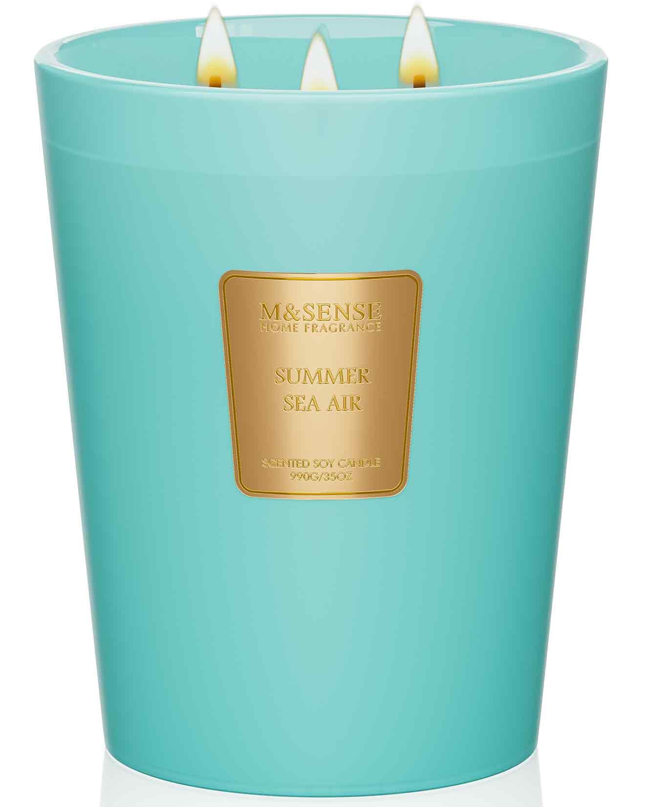MSENSE Summer Sea Air Candle with three wicks for even burn and stronger scent throw