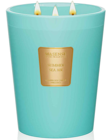 MSENSE Summer Sea Air Candle with three wicks for even burn and stronger scent throw