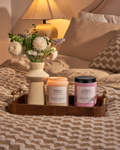 M&SENSE vanilla candle room ambiance evokes calm moments.