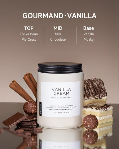 M&SENSE vanilla candle wax detail highlights natural soy blend.
