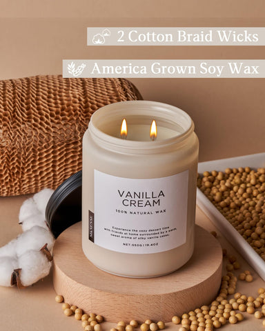 M&SENSE vanilla candle wicks closeup shows clean, even burn potential.