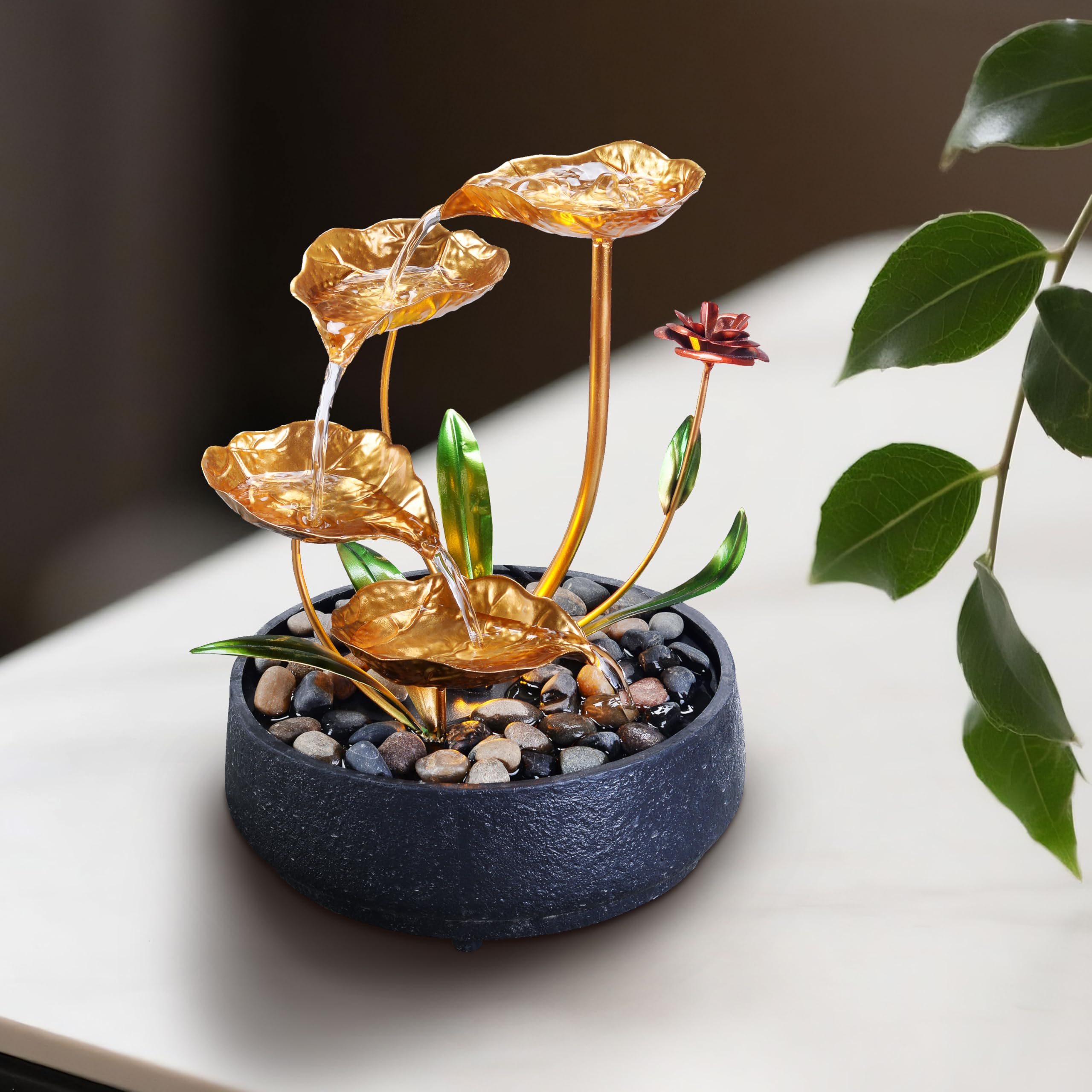 MSEONWXI table fountain with decorative pebbles provides natural decor and grounding vibes.