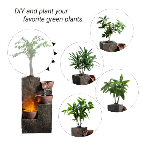 MSEONWXI DIY Planting Pot integrated into the fountain for greenery