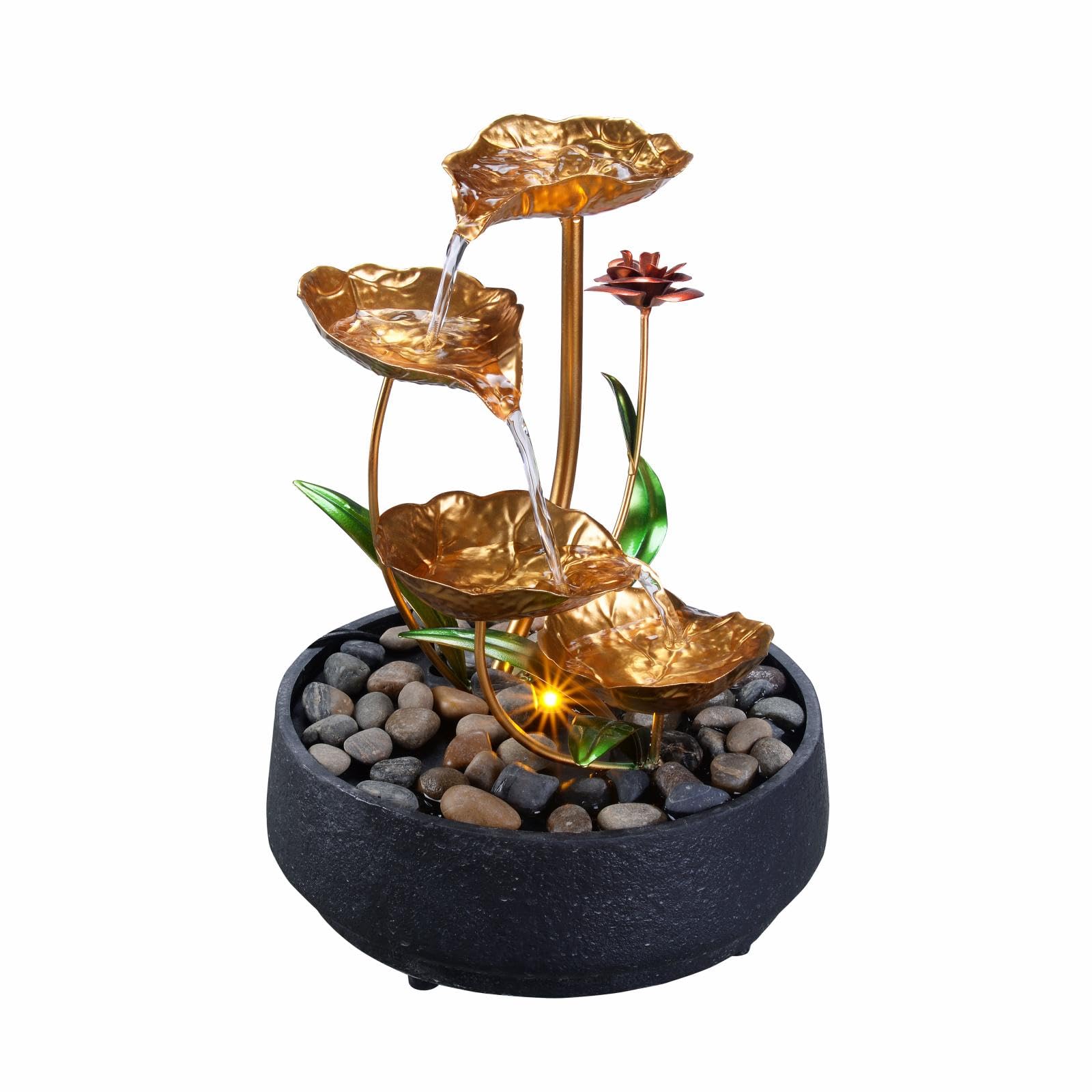 MSEONWXI lotus fountain enriches dining room corners with elegant zen accents.