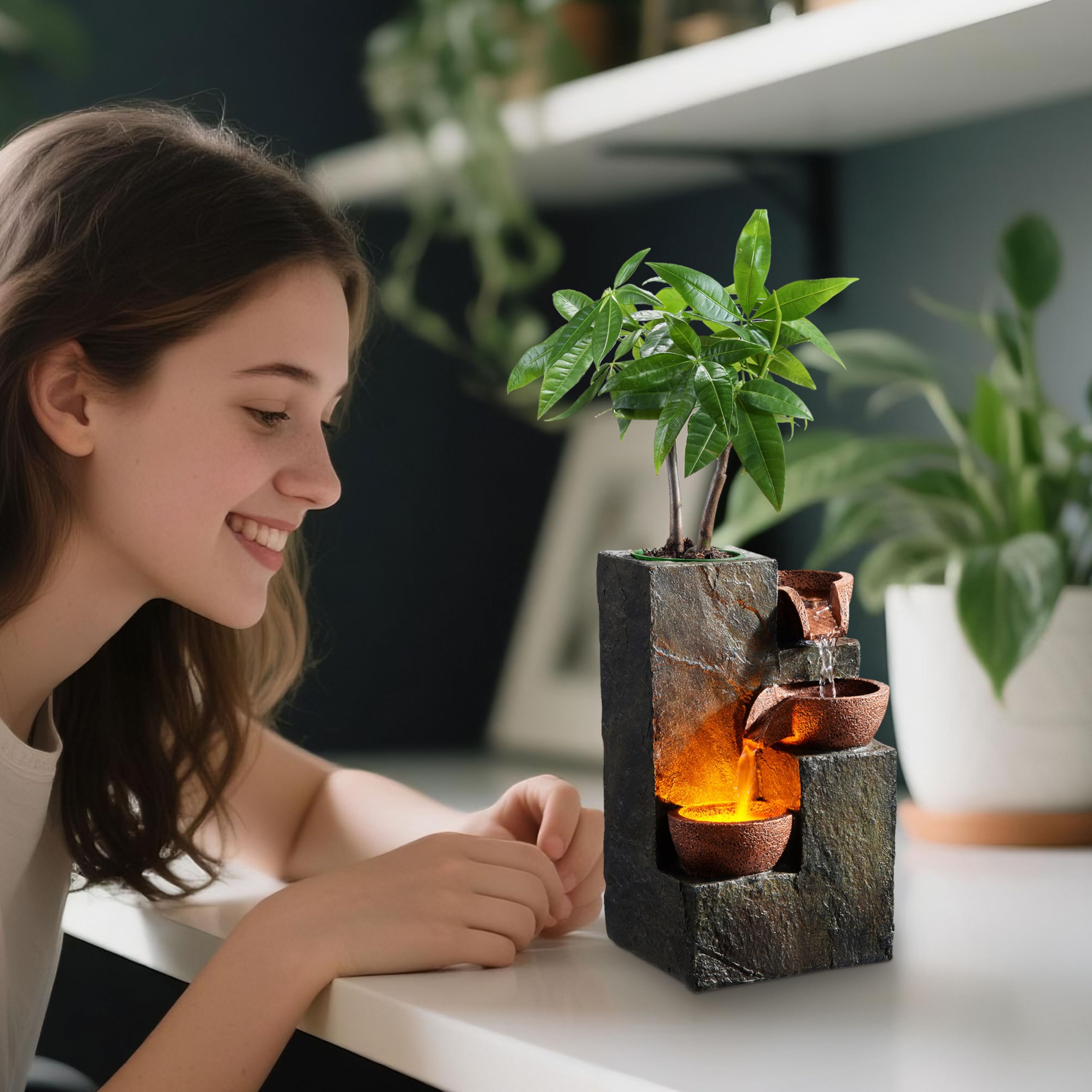 MSEONWXI Three-tier design creating tranquil waterfall sounds