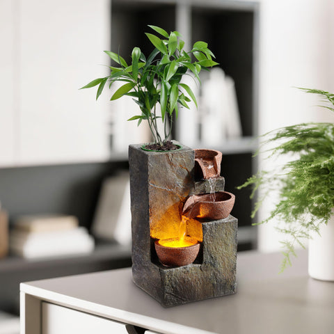 MSEONWXI Tabletop fountain highlighting warm LED light for cozy spaces