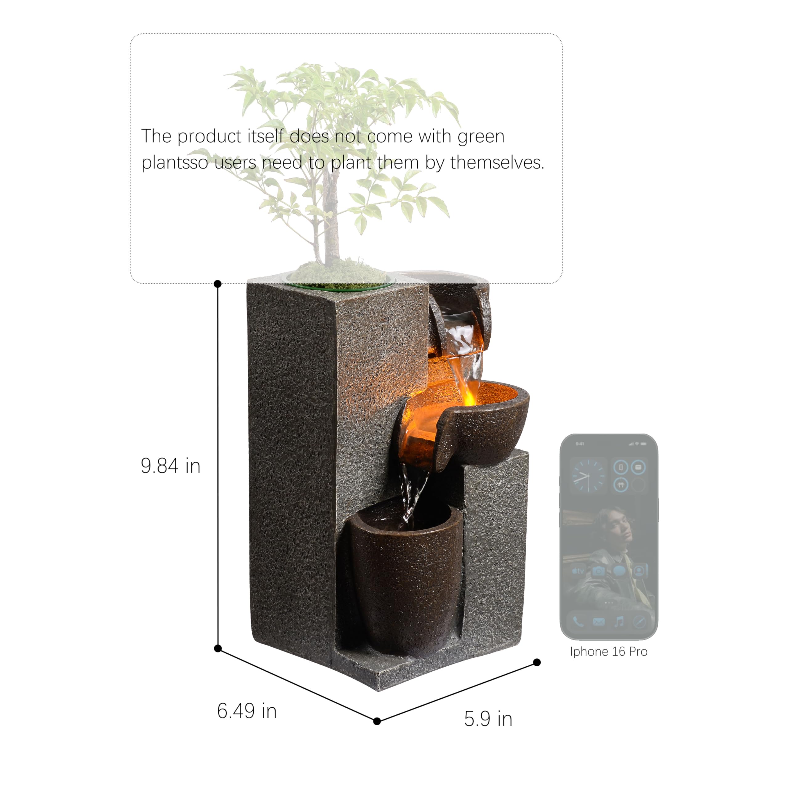 MSEONWXI table fountain on a living room shelf adds modern style and calm water flow.