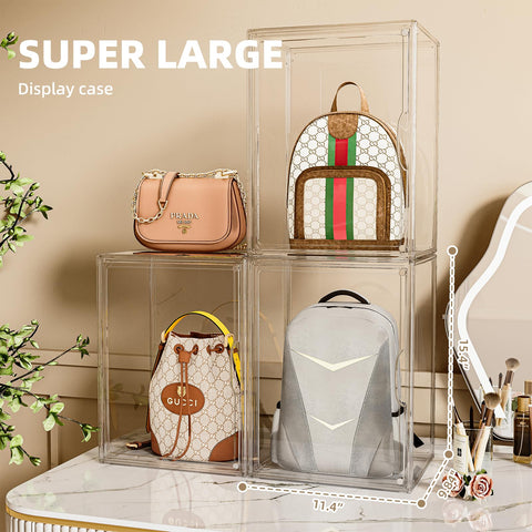 MSHOMELY acrylic display case is large and stackable for organized closet space.
