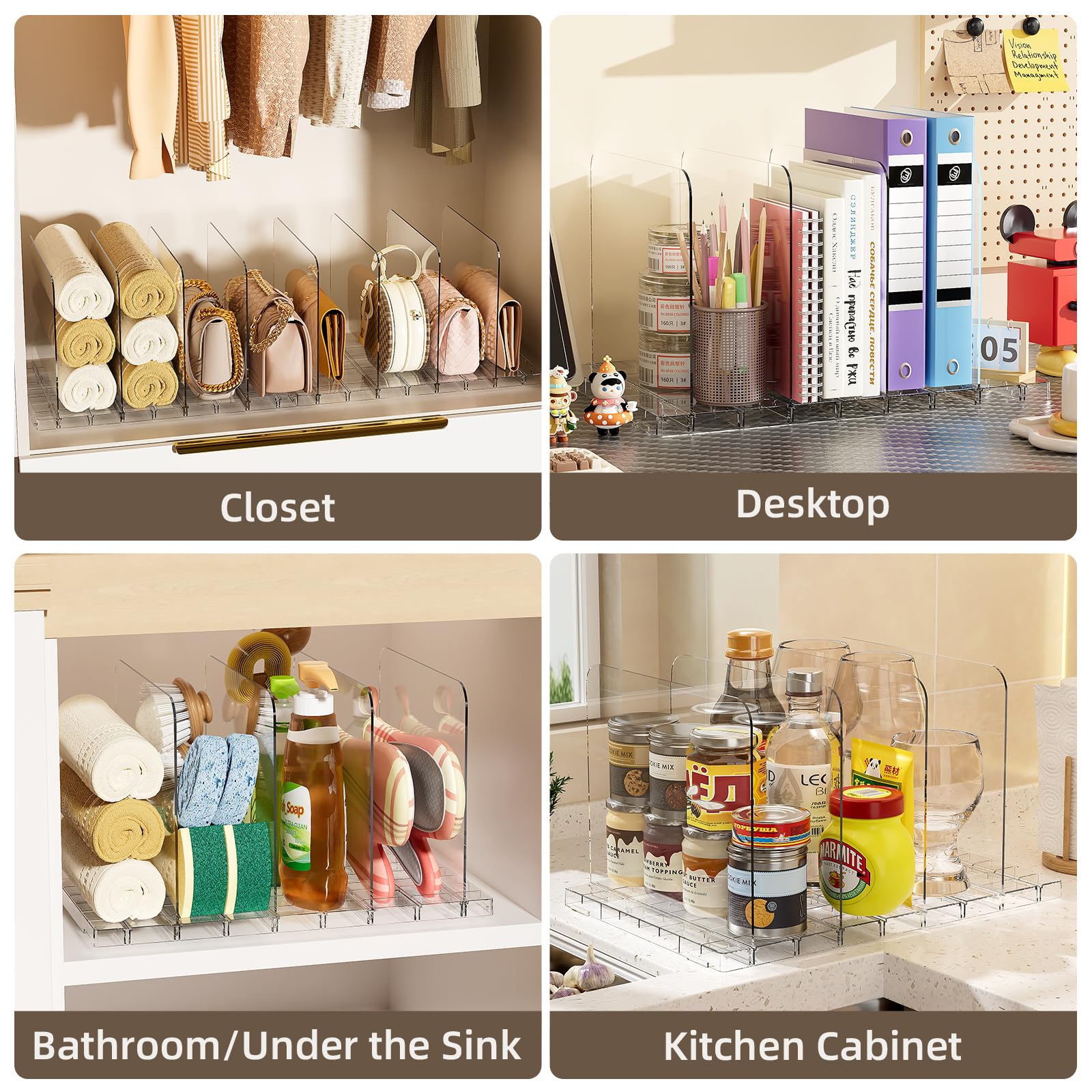 MSHOMELY acrylic purse divider clear material provides visibility for easy bag selection