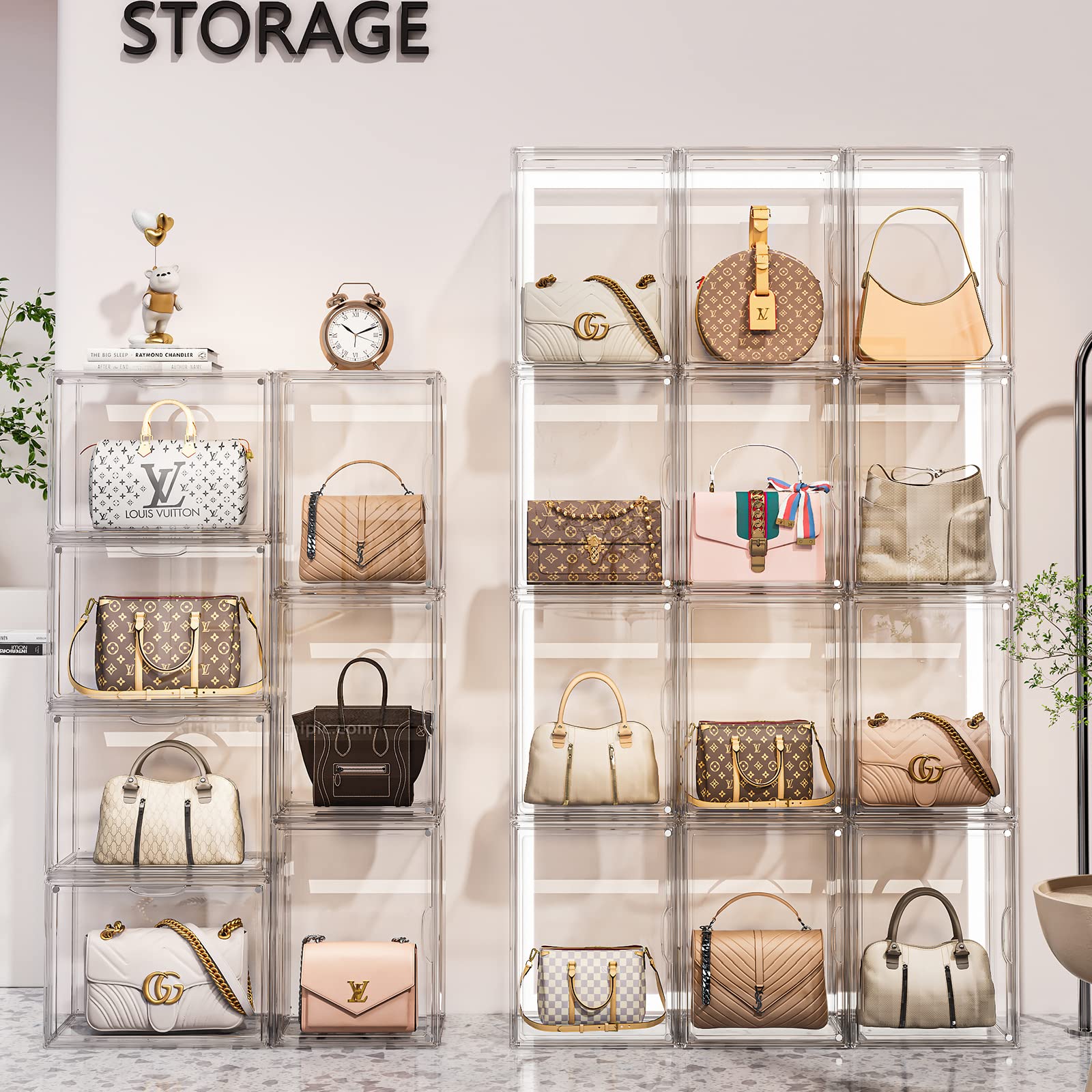 MSHOMELY magnetic door enables easy access to handbags and accessories.