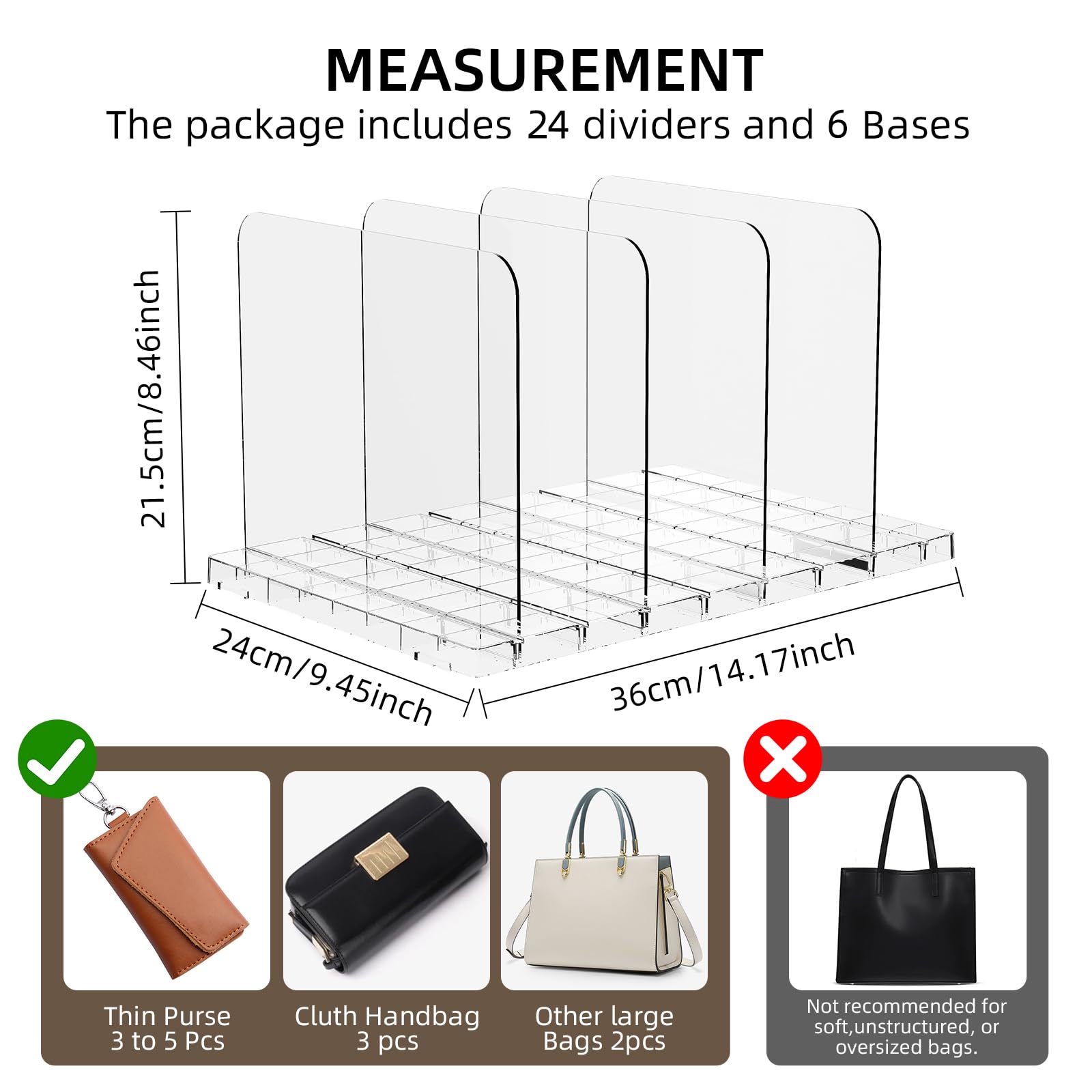 MSHOMELY purse divider set neatly displays bags and reduces clutter