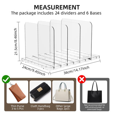 MSHOMELY purse divider set neatly displays bags and reduces clutter