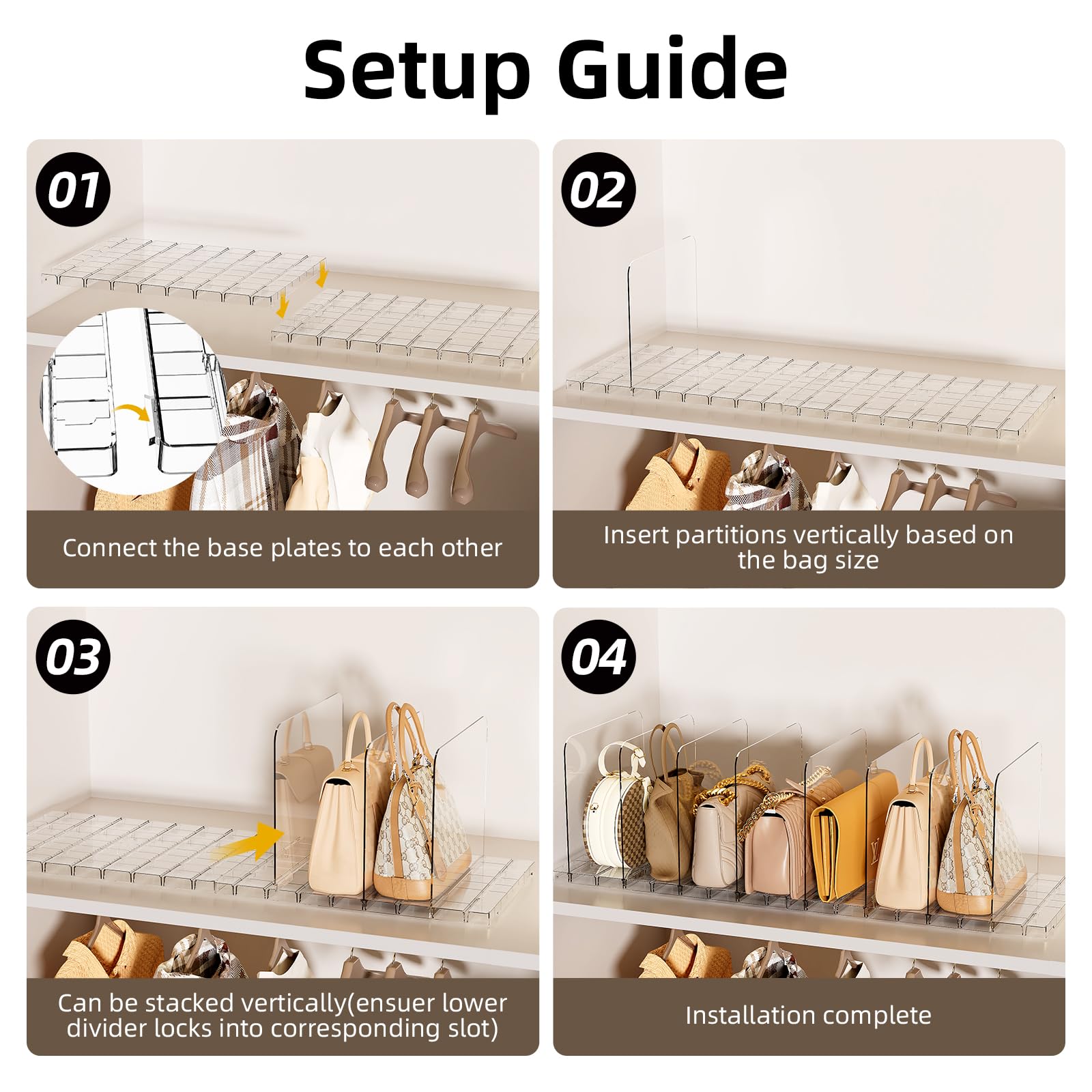 MSHOMELY purse organizer at a glance keeps bags organized and visible