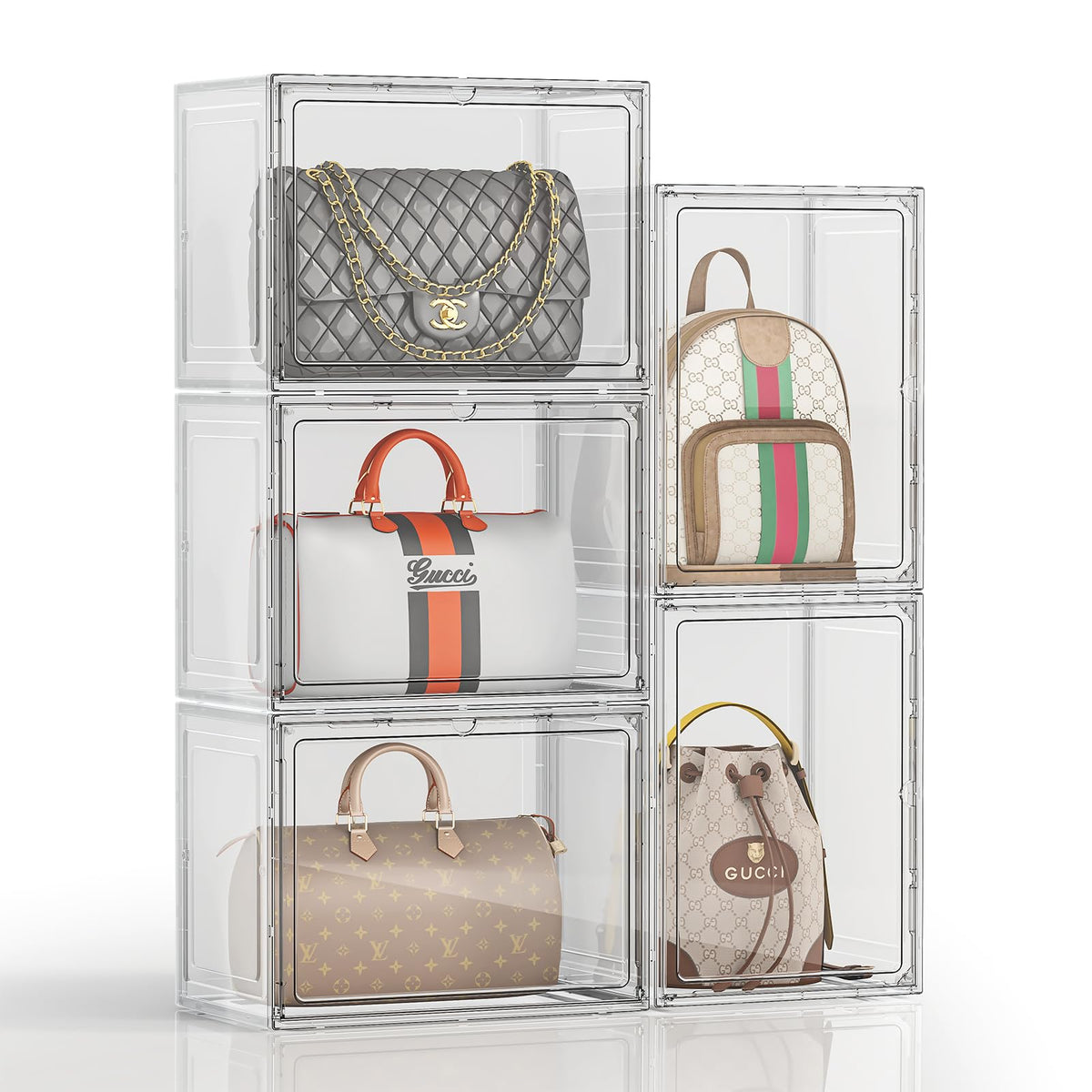MSHOMELY purse organizer closet stackable display for quick at-a-glance bag selection
