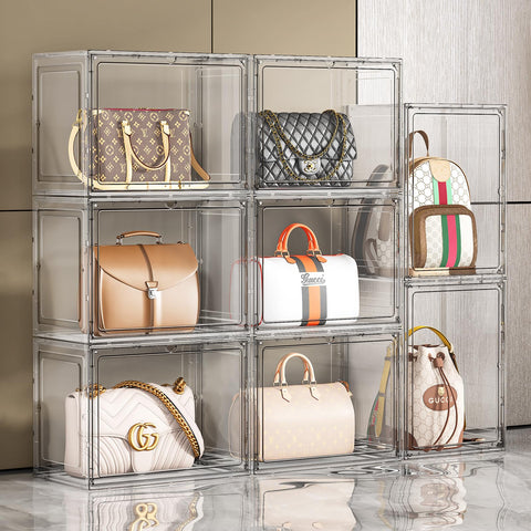 MSHOMELY purse organizer interlocking stacking prevents tipping and saves closet space