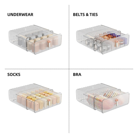 MSHOMELY stackable dividers keep bras and underwear neatly separated.