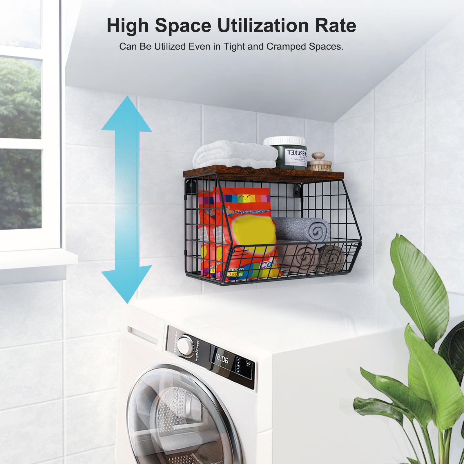 MSJGA over-washer-dryer setup keeps essentials within arm's reach.