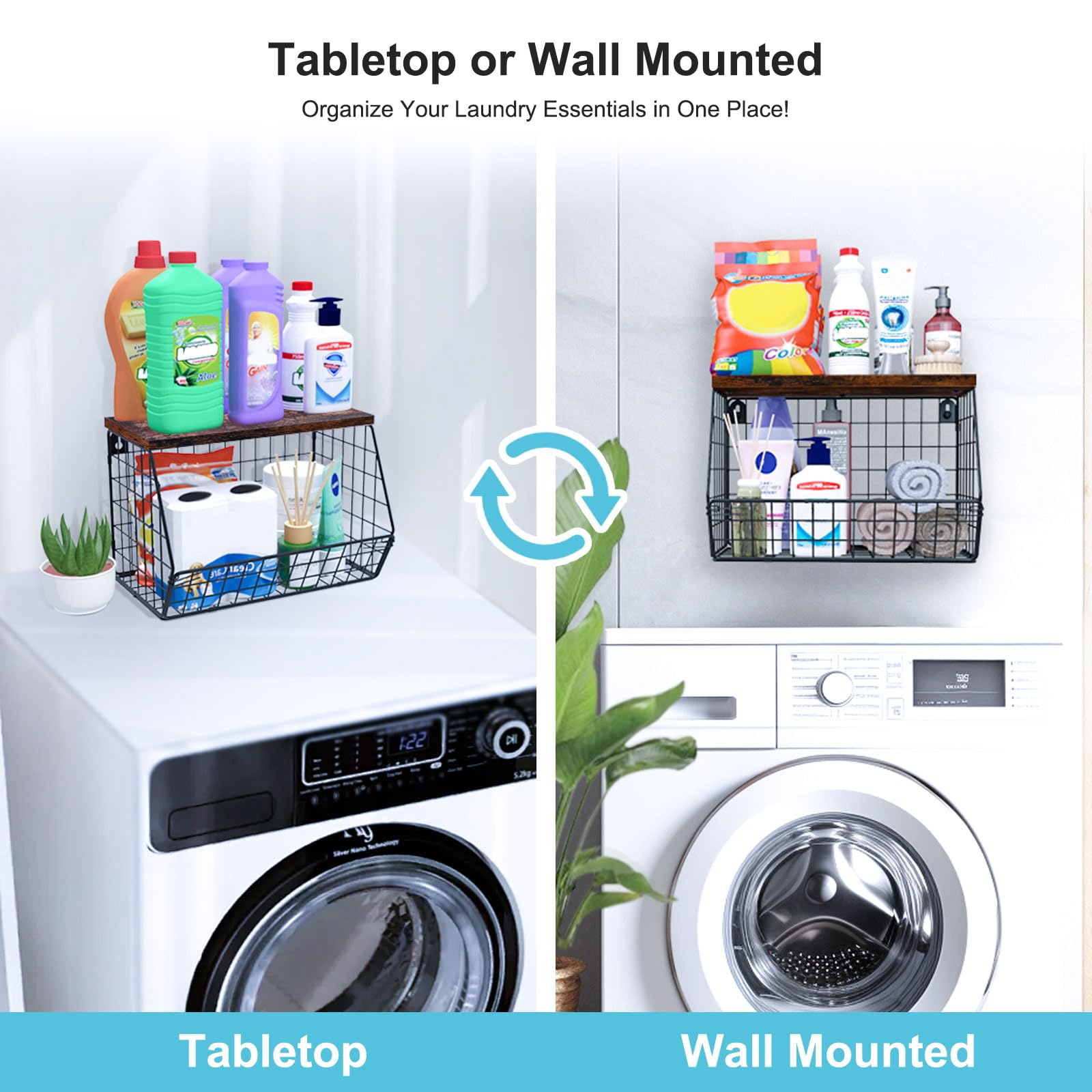 MSJGA stackable wire shelf for towels offers versatile laundry storage.