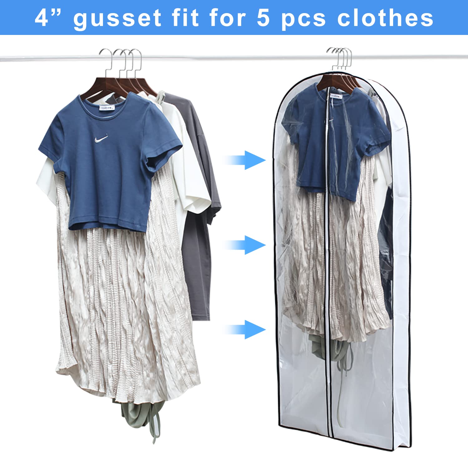 MsKitchen garment cover with transparent front for easy item identification