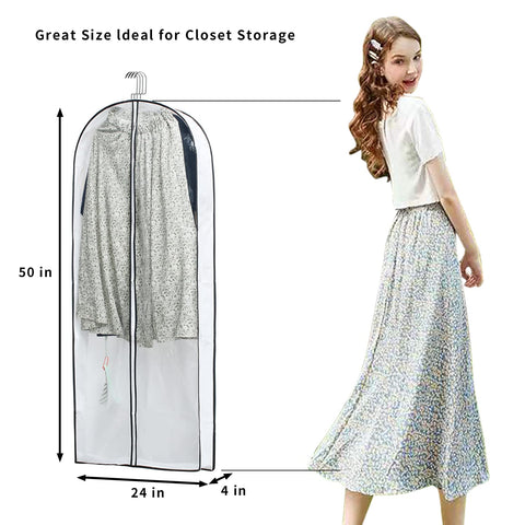 MsKitchen garment cover side gusset showing expanded storage capacity