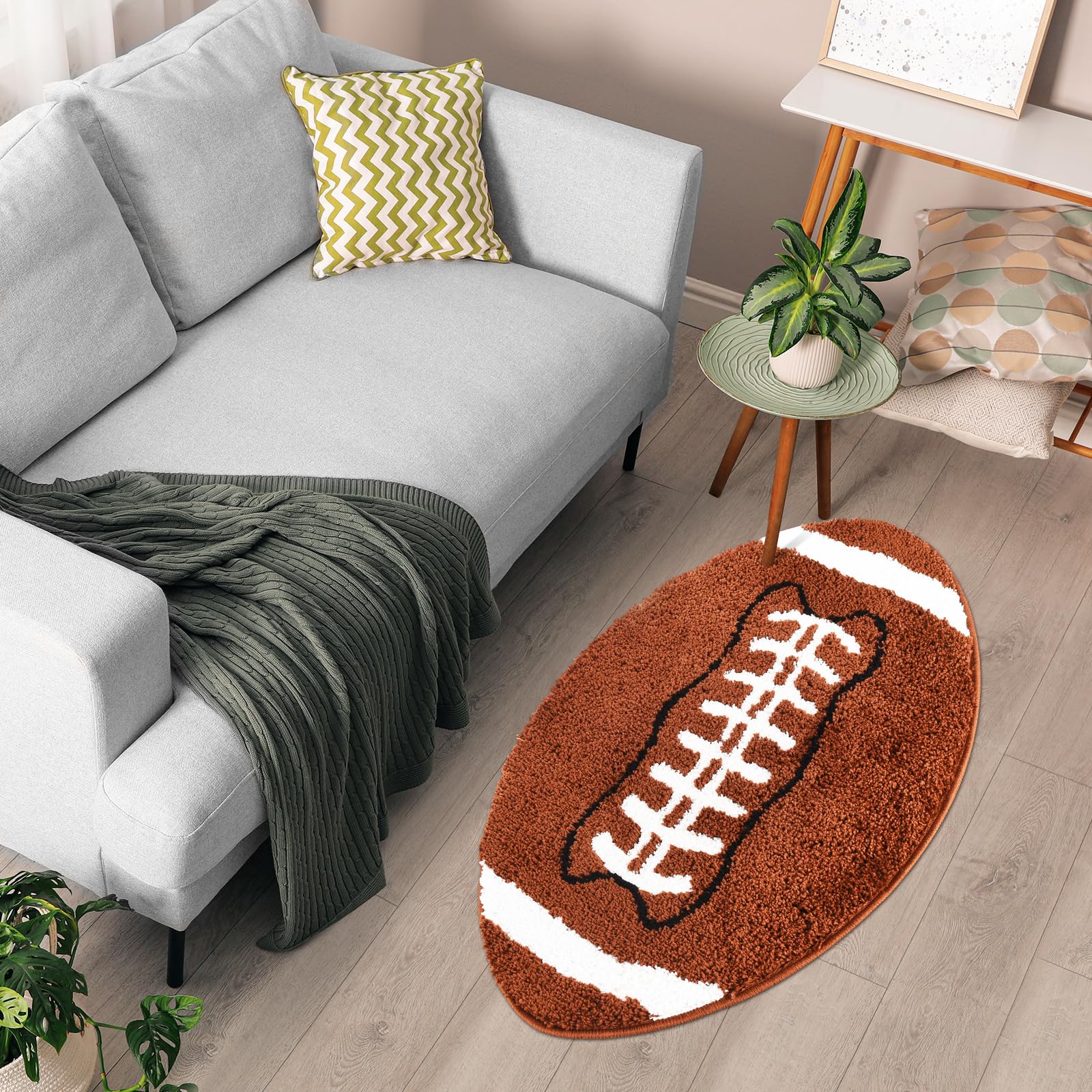MSYA football rug non-slip backing provides secure footing on wooden or tile floors for safe play.