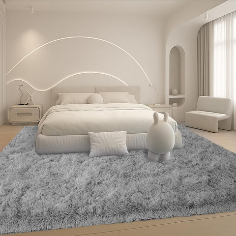 Mtandyx 8x10 gray plush area rug with soft pile for cozy floors.
