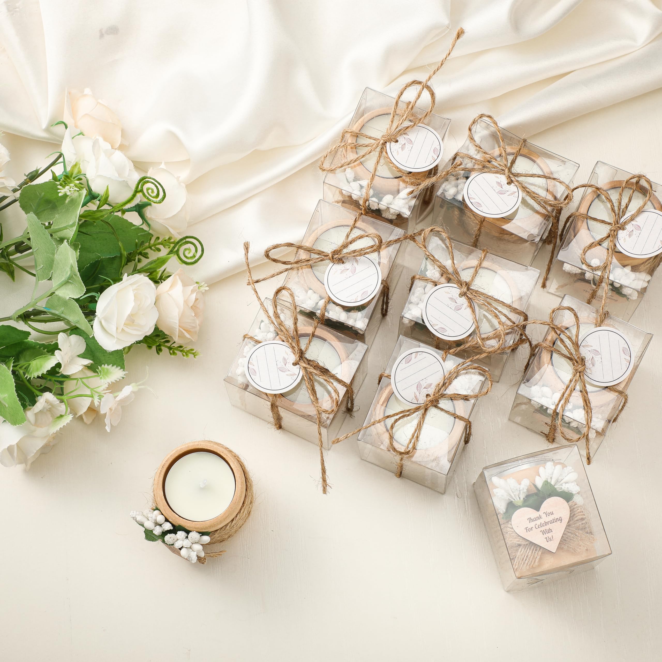 MTLEE bridal shower tealight decor adds cozy ambiance.