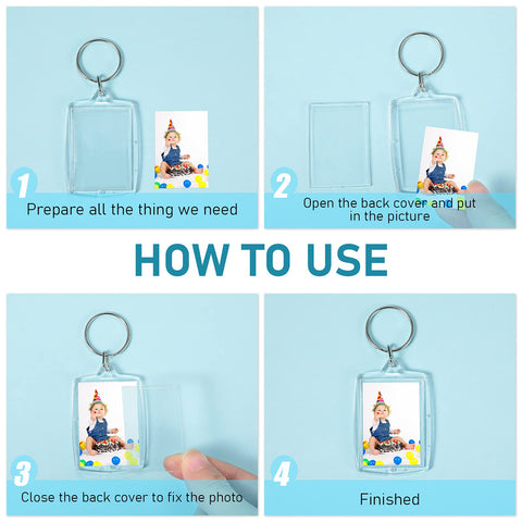 MTLEE square photo insert keychain clear open-cover for easy insertion.