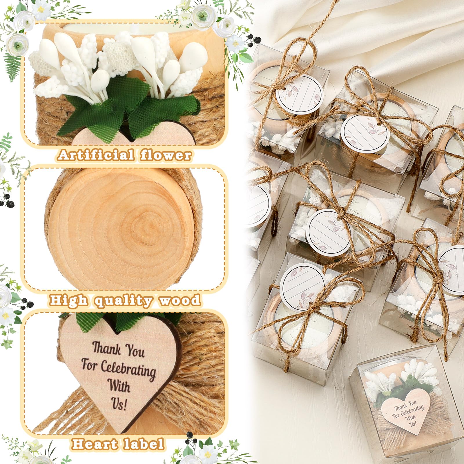 MTLEE wooden candle holder wedding centerpiece for warm tablescapes.
