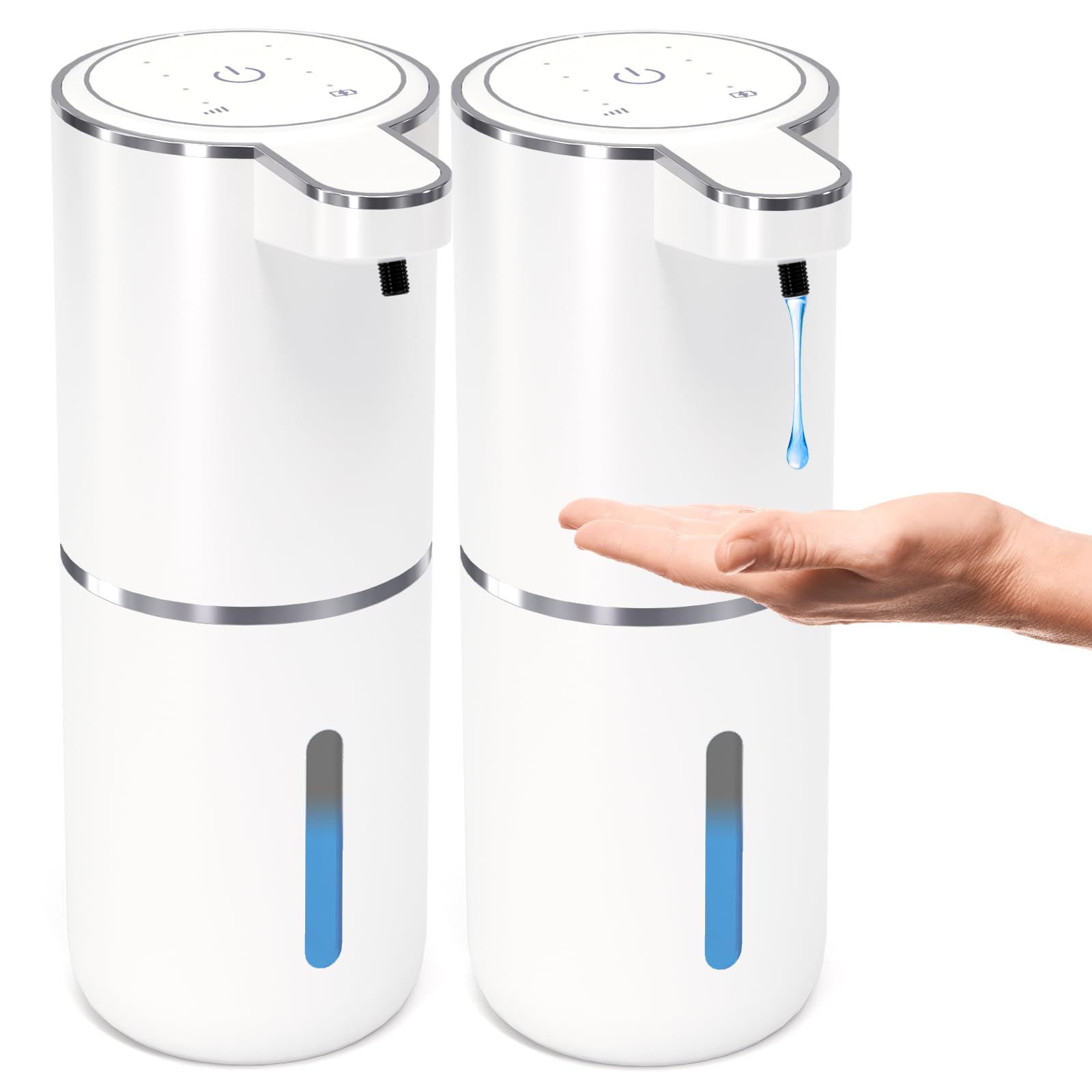 MTYGK 2-pack automatic soap dispenser front view highlighting touchless use for clean hands