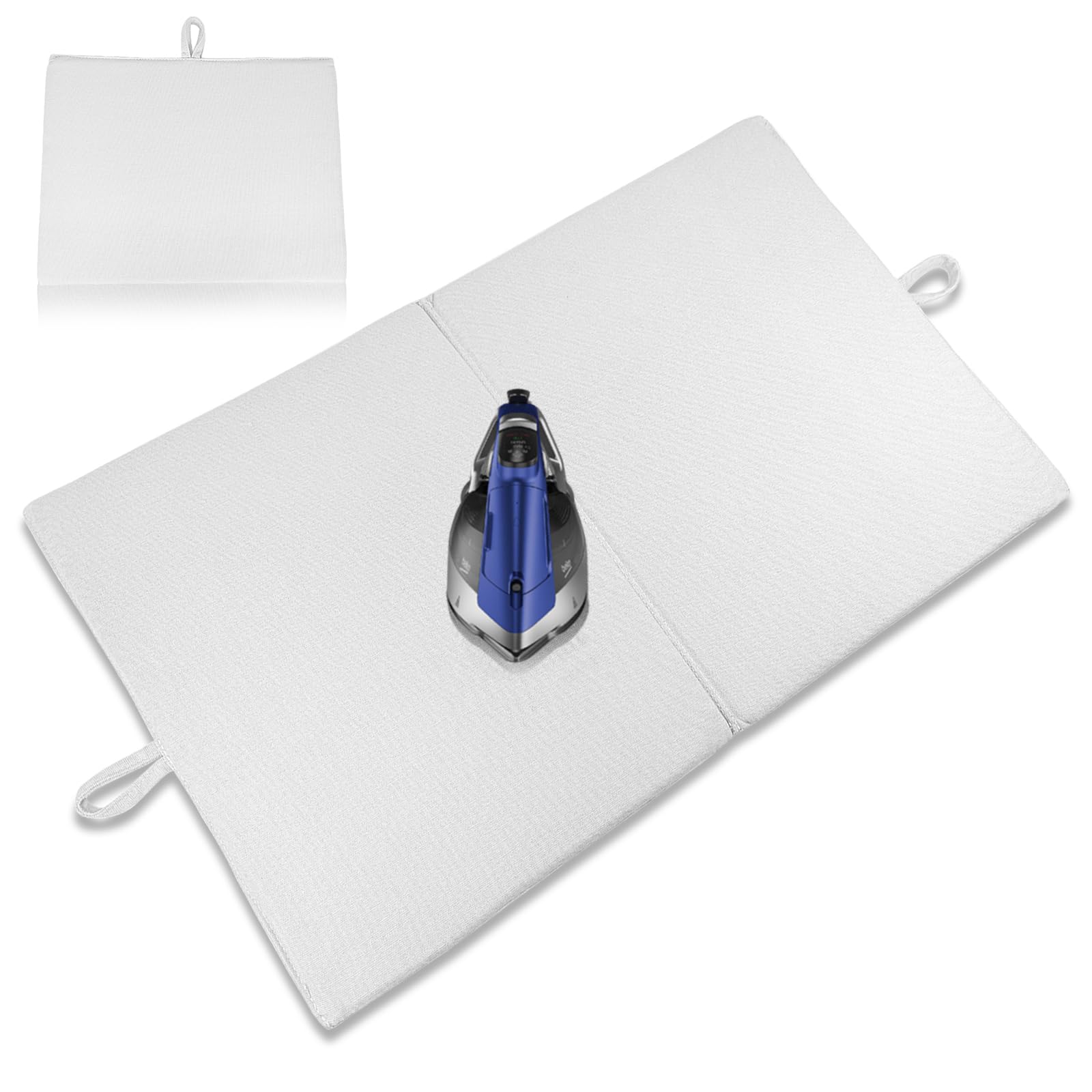MTZRFLL ironing mat foldable 24x16 on table surface, space-saving and travel-friendly
