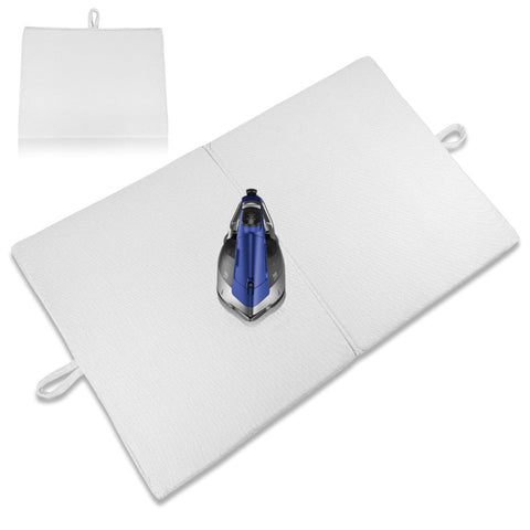 MTZRFLL ironing mat foldable 24x16 on table surface, space-saving and travel-friendly