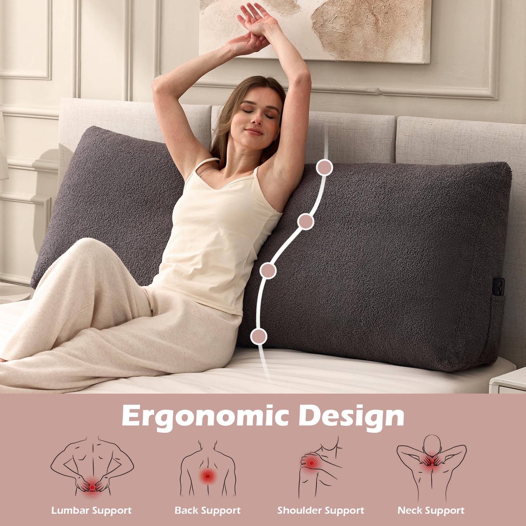 MuaMelop backrest pillow used for reading in bed.