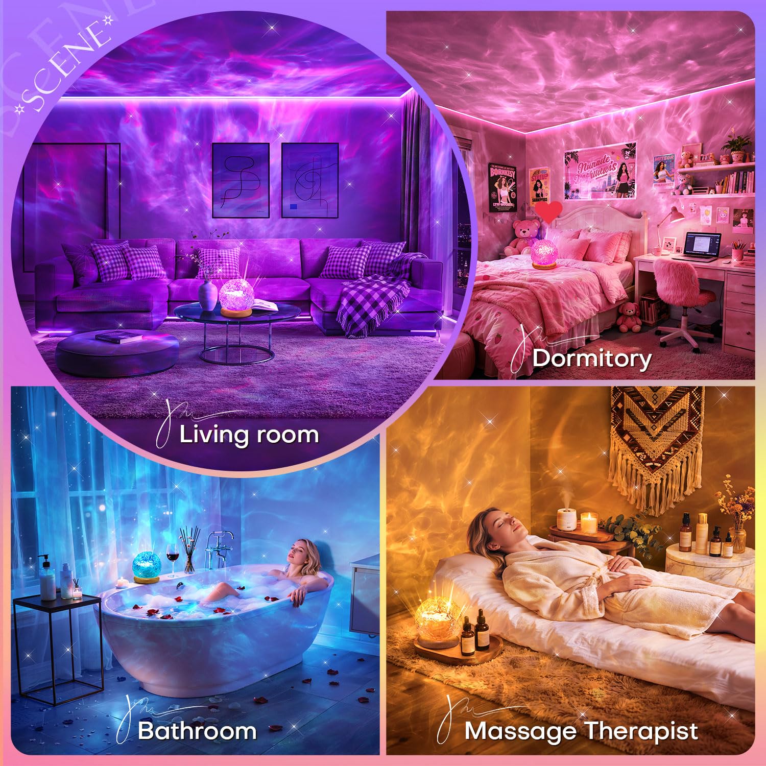 Mubarek northern lights projector remote-enabled, offering immersive color scenes for late-night relaxation.