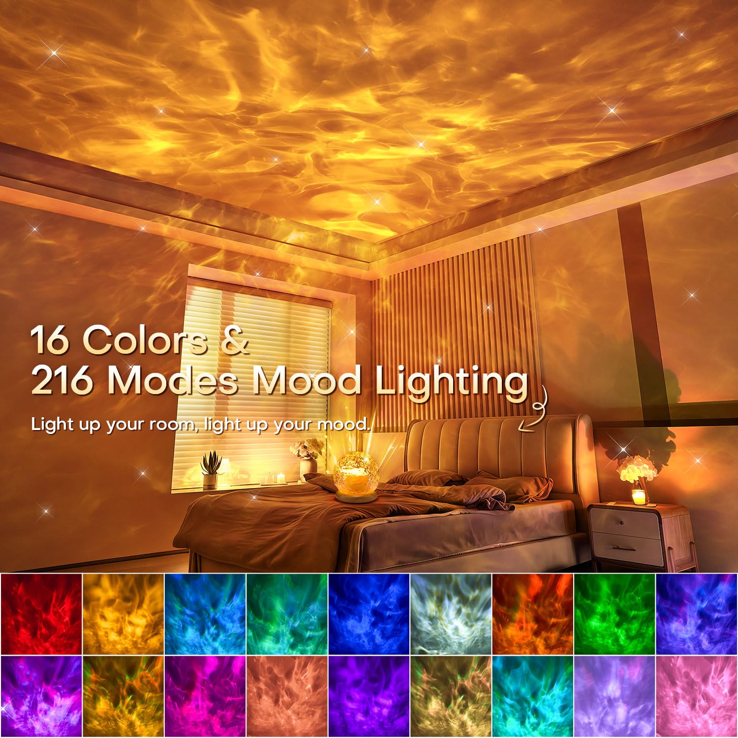 Mubarek sunset lamp displaying ocean waves creates soothing atmosphere for winding down.