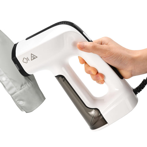 MUBGJI vacuum steamer front view showing compact travel-ready design.