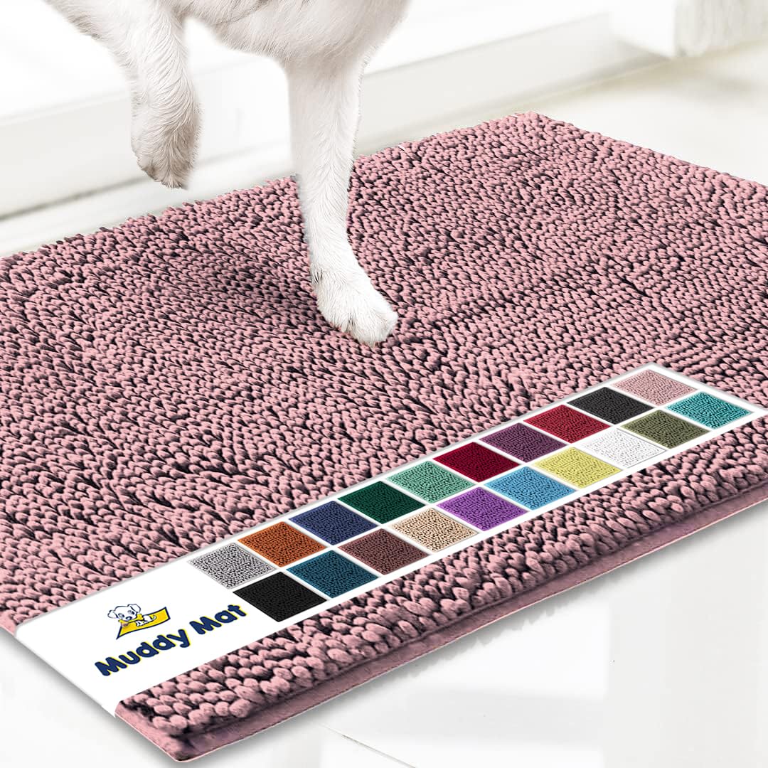 Muddy Mat absorbent microfiber entry rug soaks up moisture to keep floors dry.