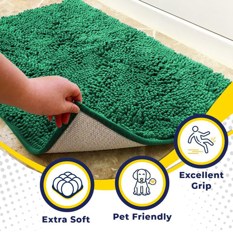 Muddy Mat chenille entry rug offers a soft plush feel underfoot.