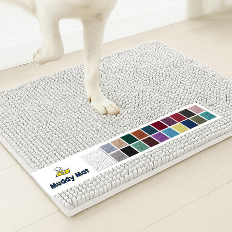 Muddy Mat entryway rug with plush chenille traps moisture for clean floors.