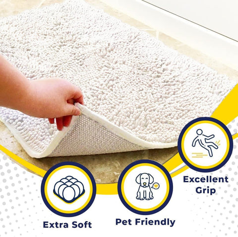 Muddy Mat non-slip backing keeps it secure on tile or wood.