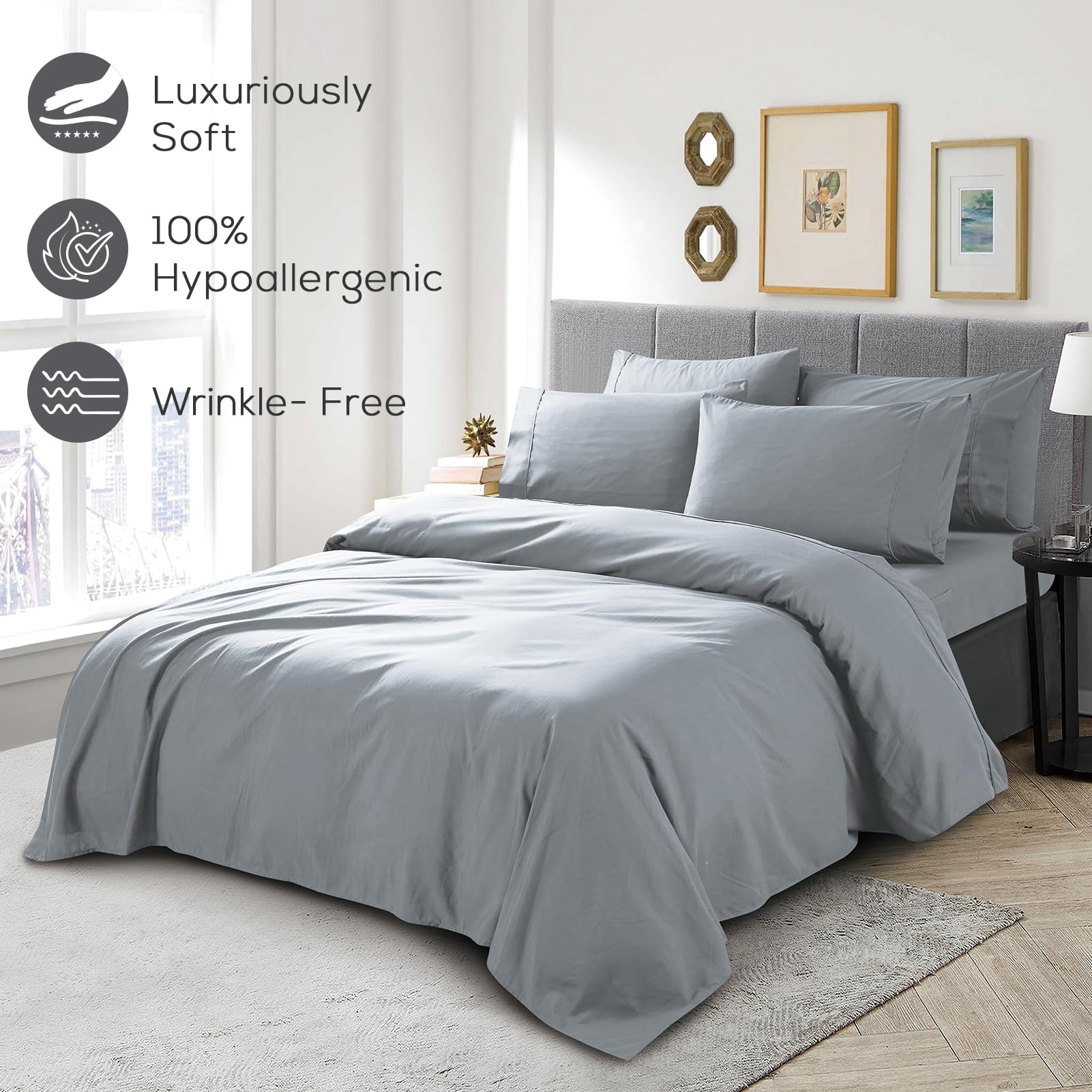 Hypoallergenic, easy-care Mueller Home bedding for daily use.
