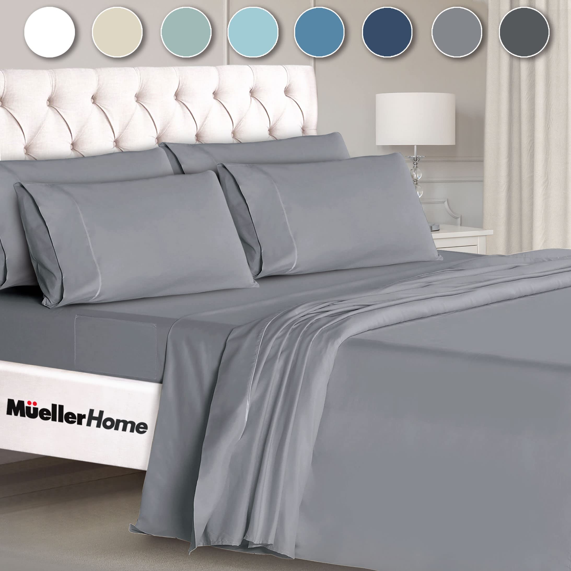 Breathable, luxe sheen of Mueller Home UltraTemp sheets.