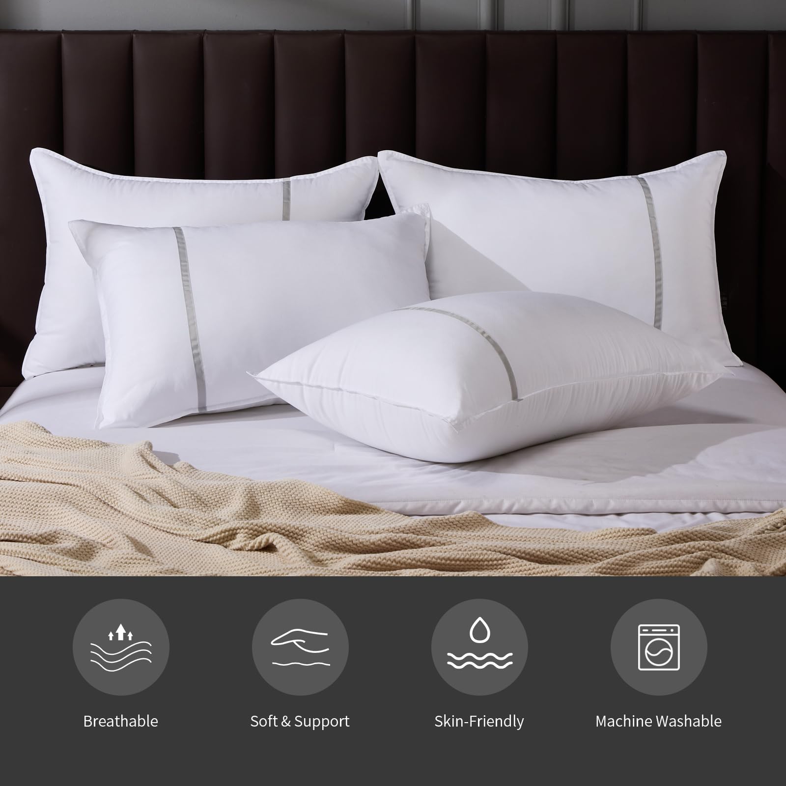 MUFEW king-size pillow set 4 OEKO-TEX certified fill for safety and peace of mind.