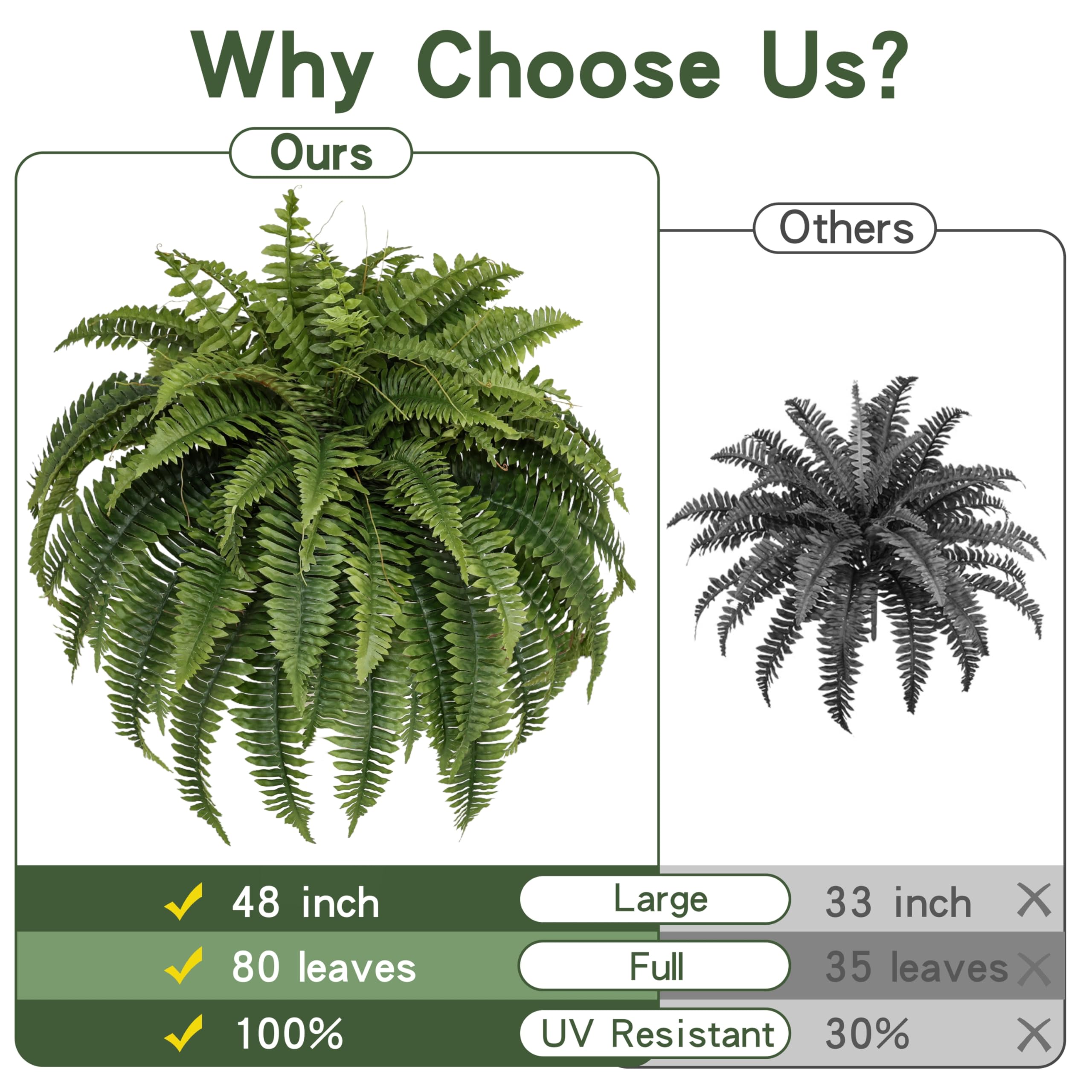Muhanjia Boston fern 80 branches adds fullness for lush outdoor styling