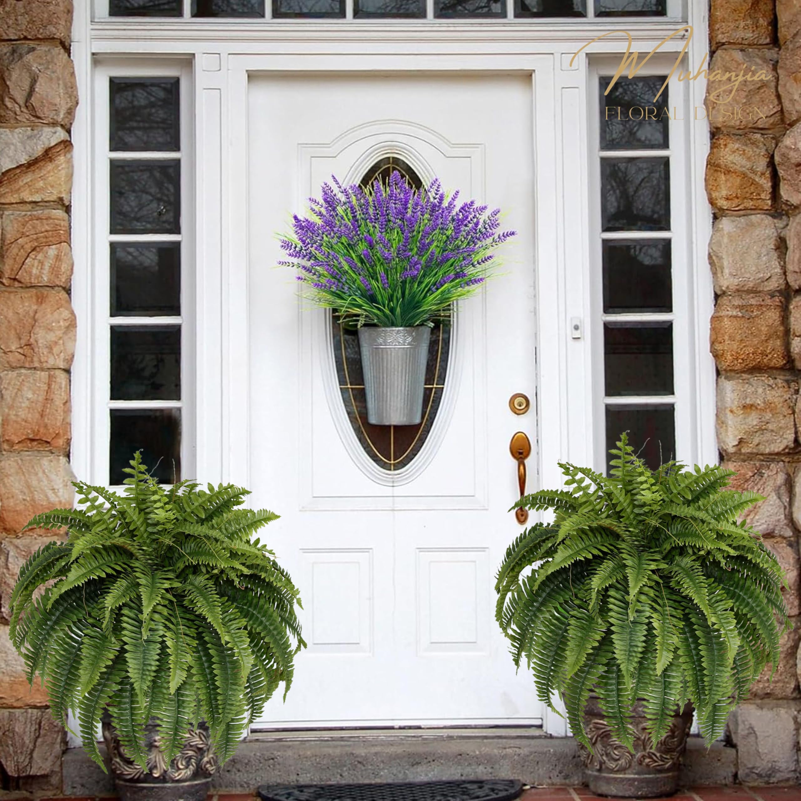 Muhanjia fern leaves closeup silk material enhances realistic home greenery