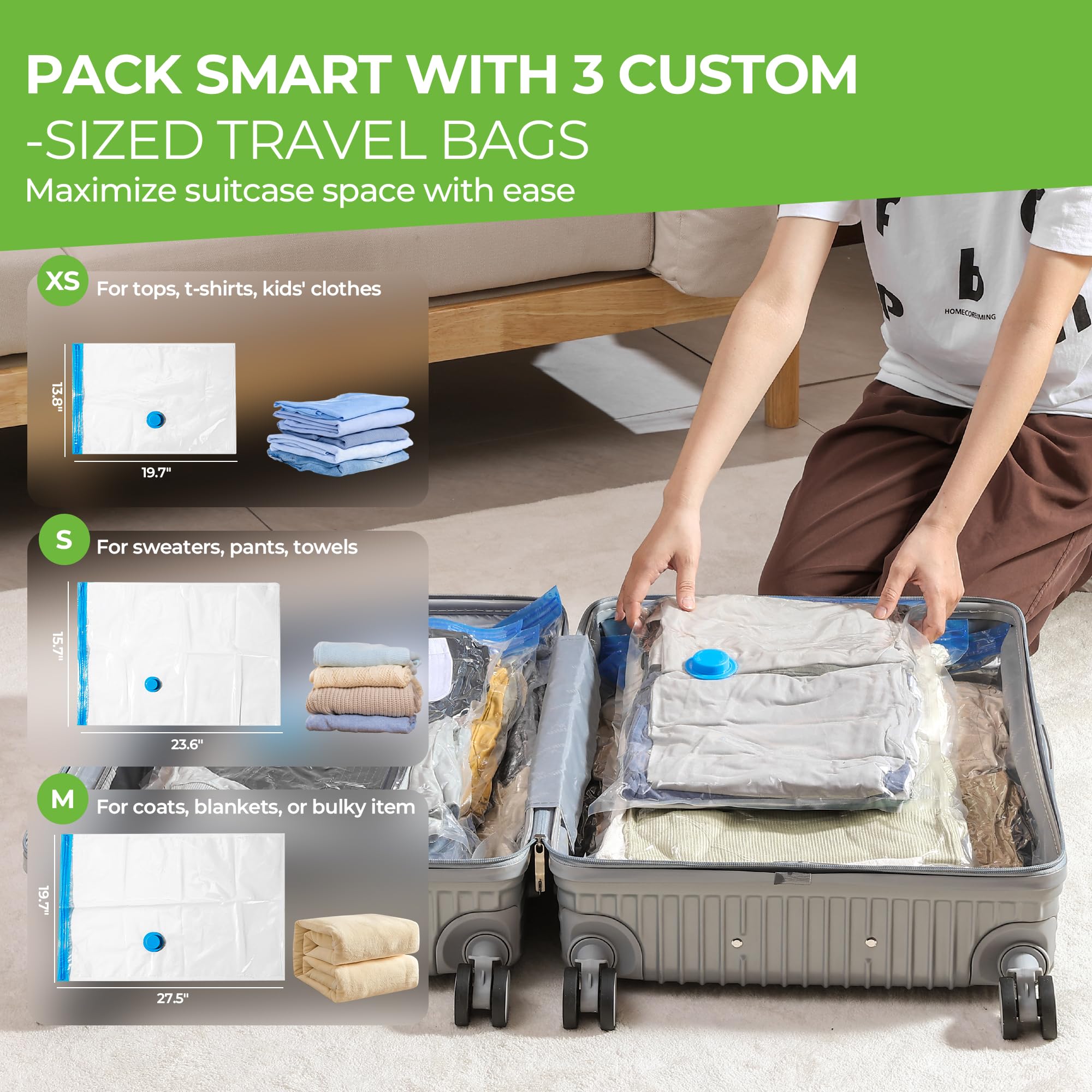 Muimuichu PA-PE durable bags for repeat use on trips