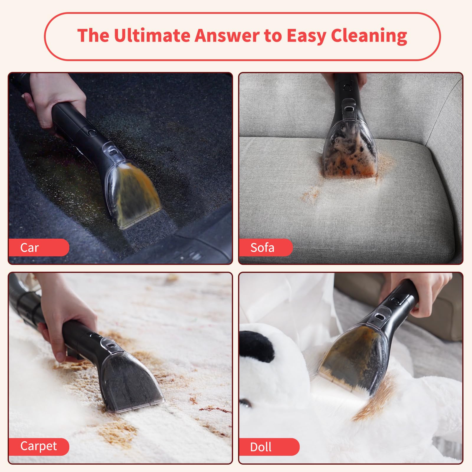 MUJERBAY 10ft cord offers ample cleaning reach.
