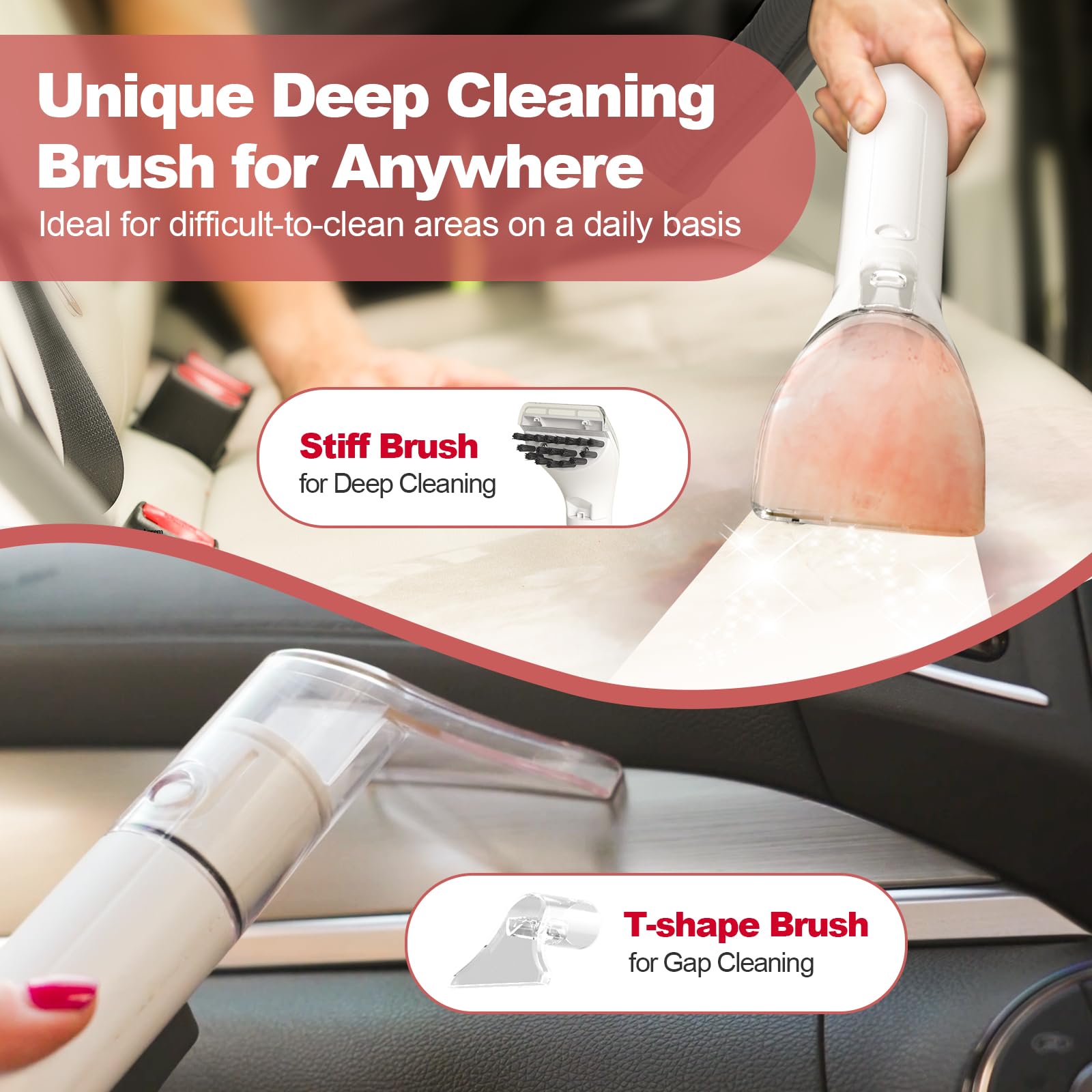 MUJERBAY cleaner includes a 4ft hose and 10ft power cord for versatile reach