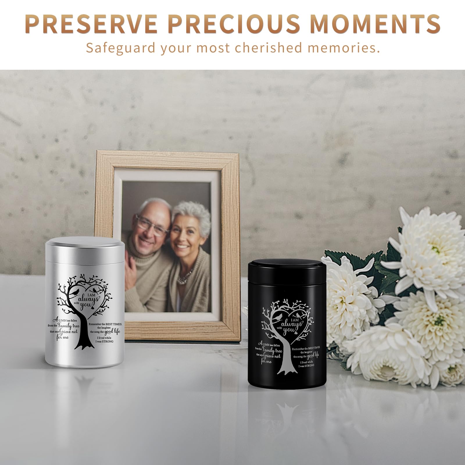MULCHUM mini urn screw-top lid black—leak-proof protection for ashes.