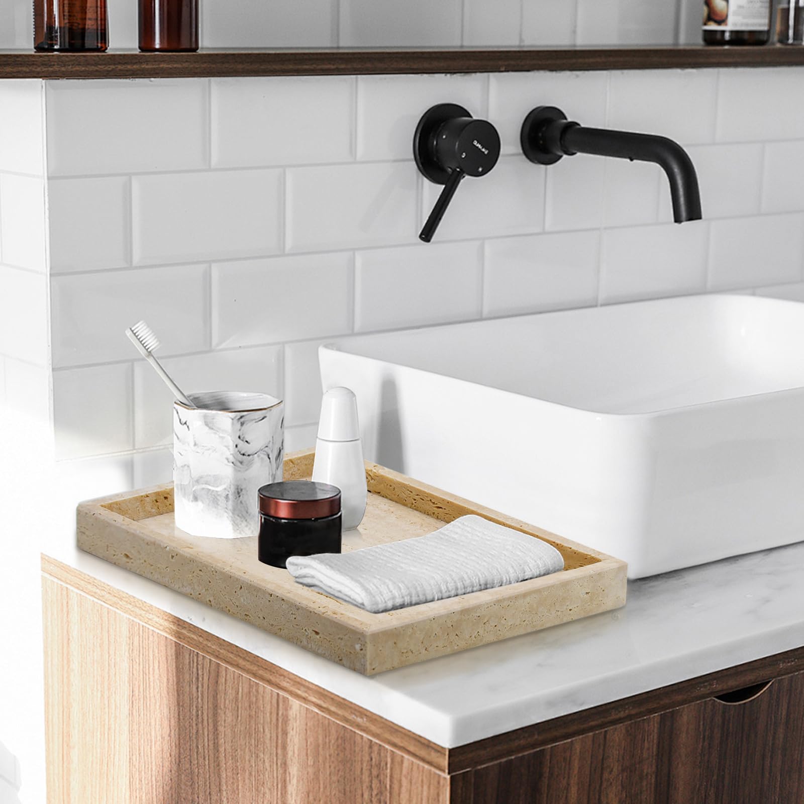 MULWR elegant bathroom accent tray with unique patterns.